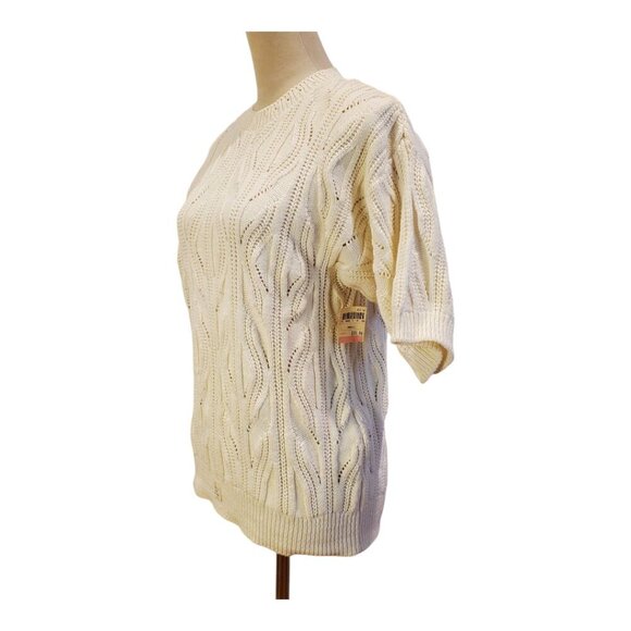 NWT VINTAGE Distinction SZ S/M 100% Cotton Cable Knit Crew Neck Sweater - Picture 3 of 11